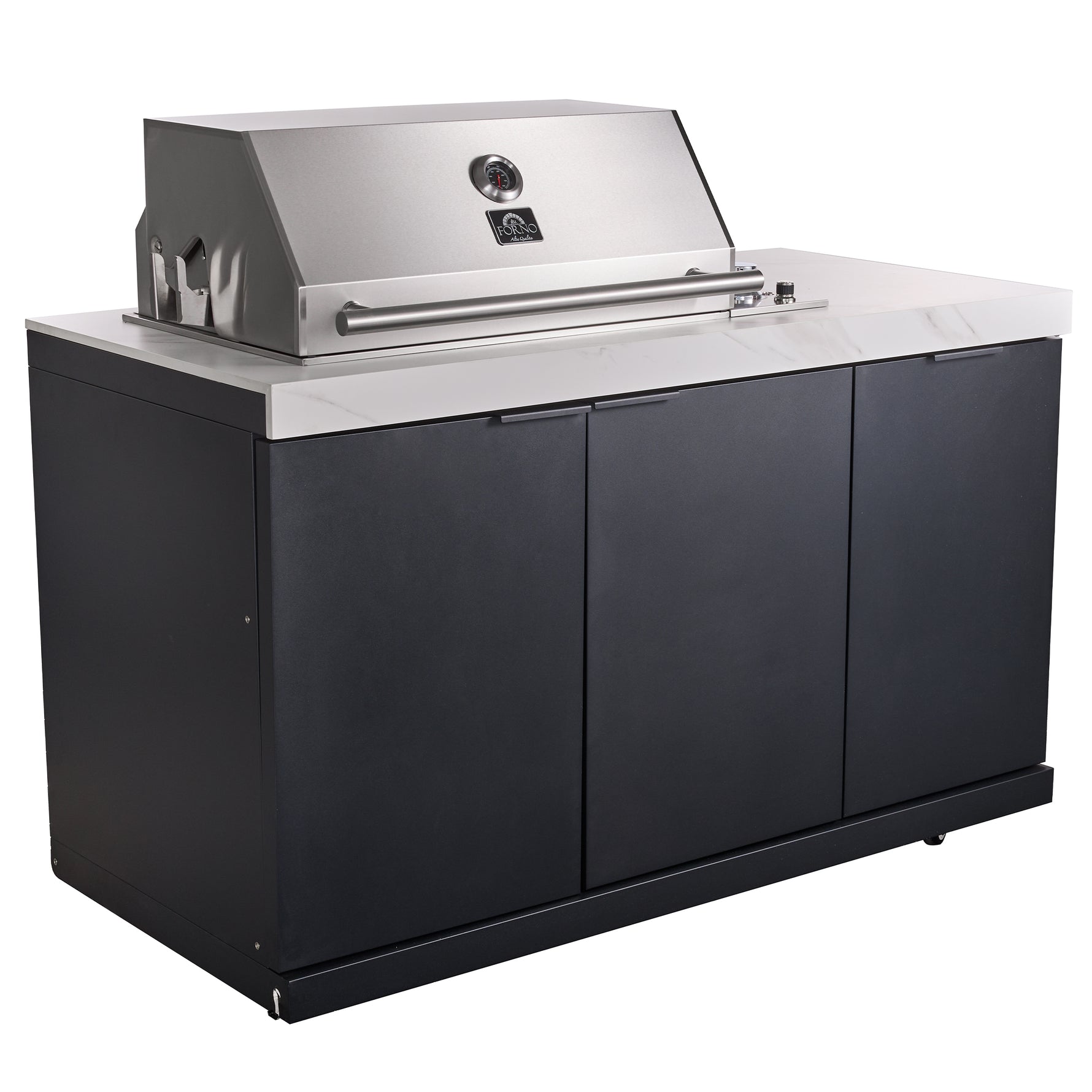 Forno Rimini Outdoor Kitchen: 30" BBQ 62,600 BTU, 4.8 cu.ft. Refrigerators, White Countertops - BonPrix Électroménagers