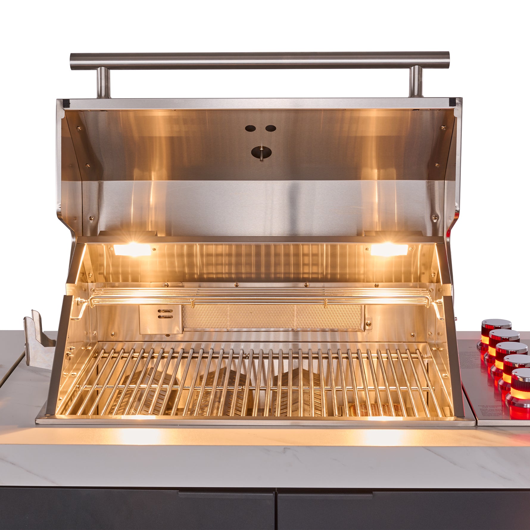 Forno Rimini Outdoor Kitchen: 30" BBQ 62,600 BTU, 4.8 cu.ft. Refrigerators, White Countertops - BonPrix Électroménagers