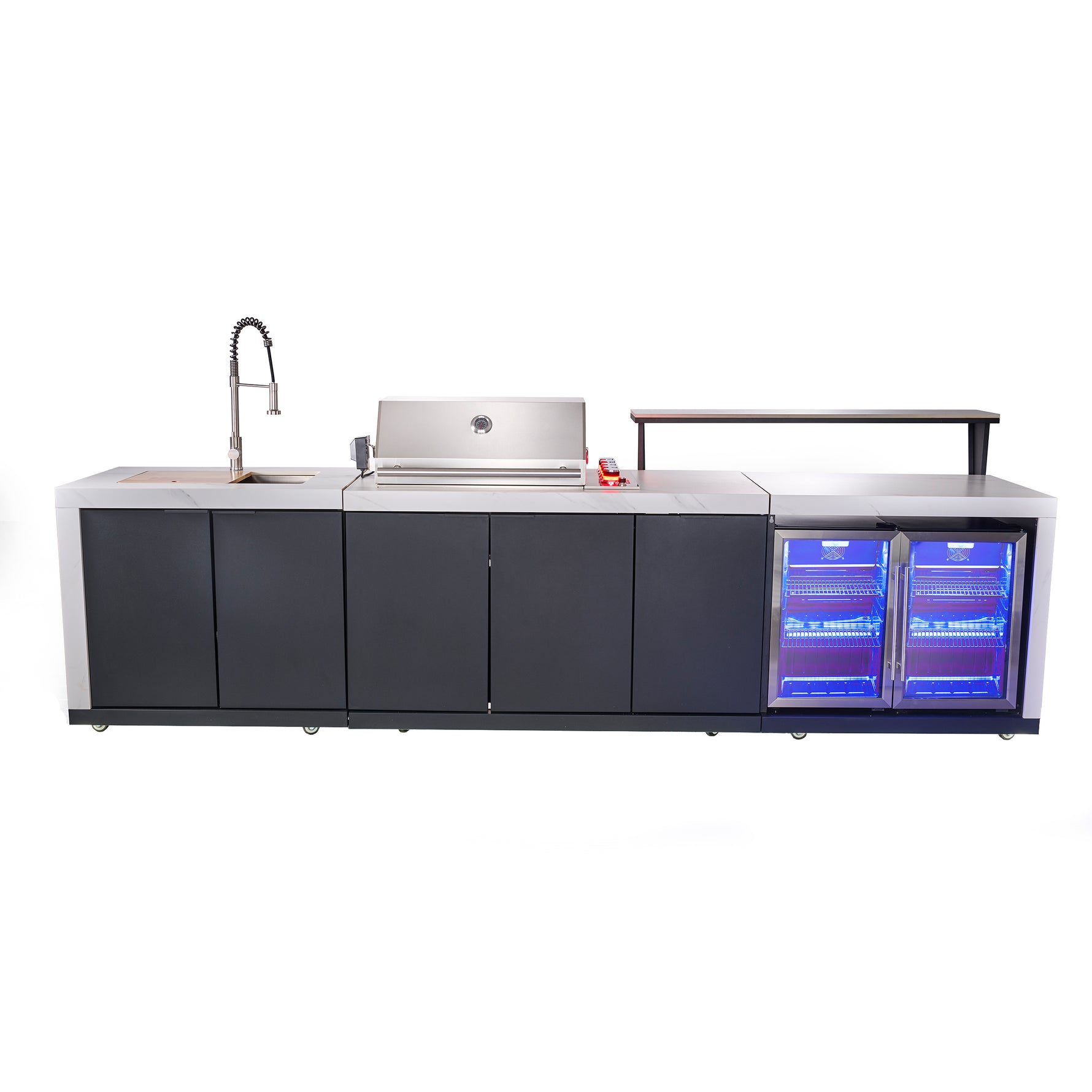 Forno Rimini Outdoor Kitchen: 30" BBQ 62,600 BTU, 4.8 cu.ft. Refrigerators, White Countertops - BonPrix Électroménagers