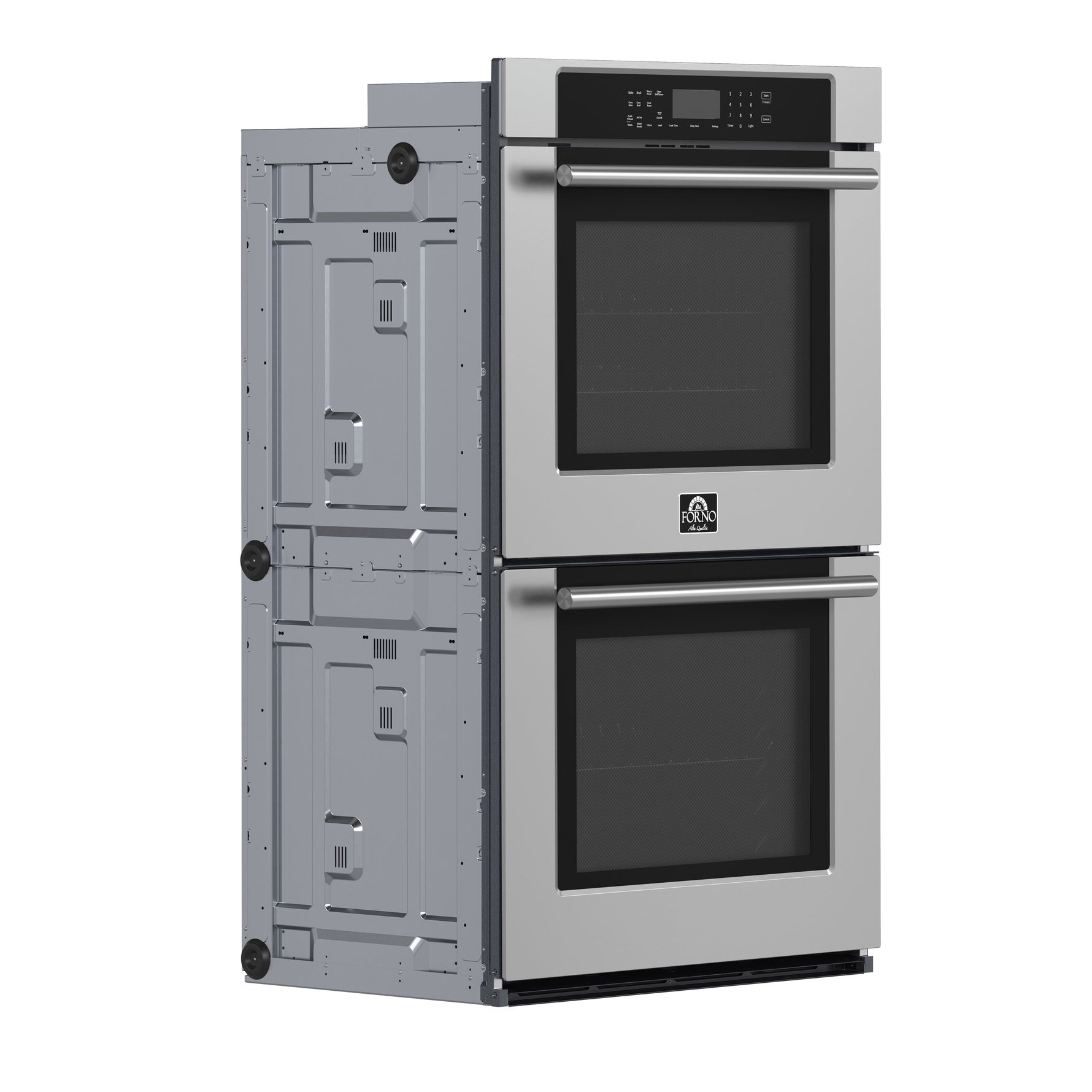 Forno Villarosa 30-Inch Built-In Double Wall Oven, Stainless Steel, Convection Cooking, Touch Control Panel, Self-Cleaning Function - BonPrix Électroménagers
