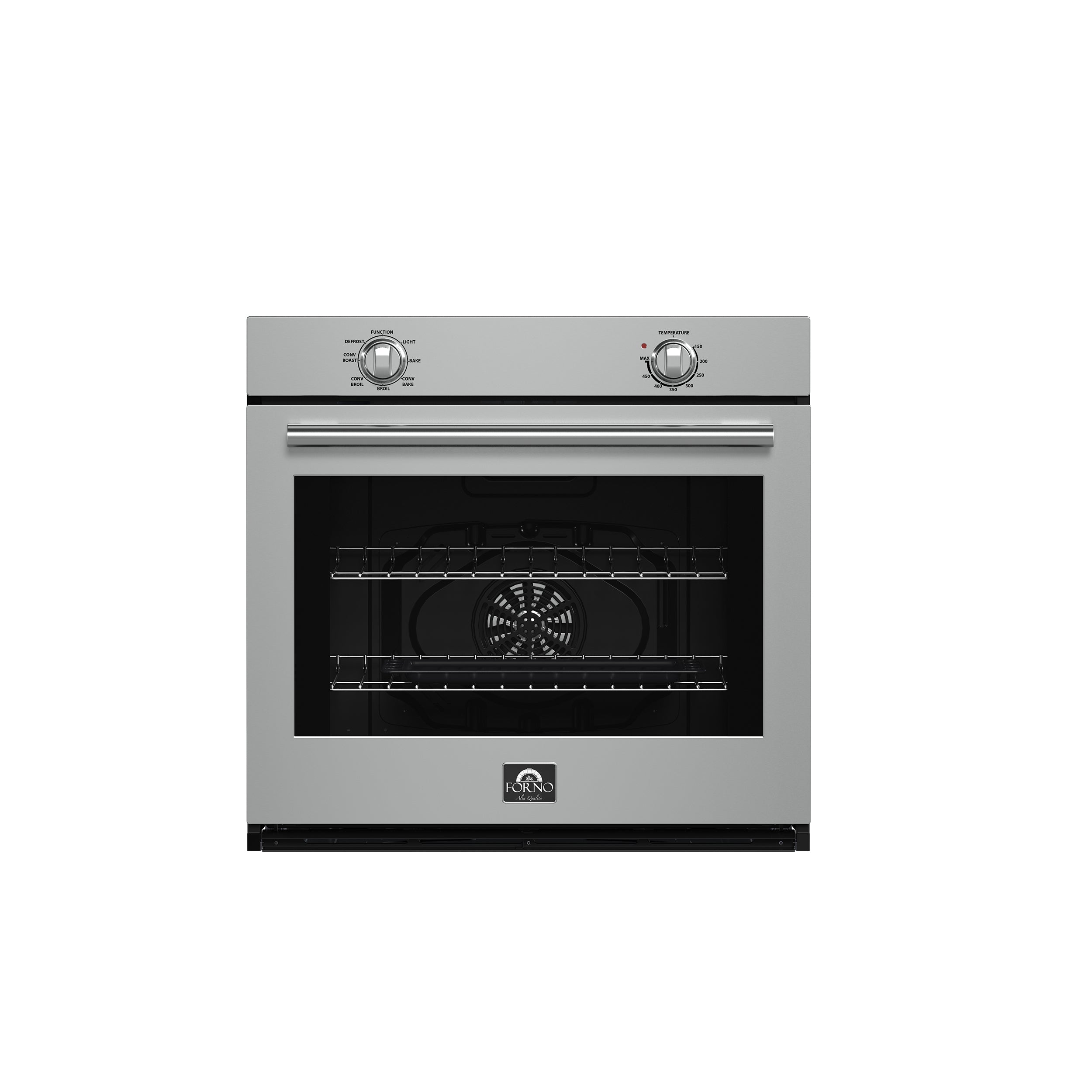 Forno Vomero 30-Inch Wall Oven, Stainless Steel, 5 cu.ft Capacity, 3550 Watts Convection, Mechanical Controls, Self-Cleaning Function - BonPrix Électroménagers