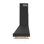 Forno Venezia 48 Inch Wall-Mounted Range Hood in Black with Antique Brass Accessories, Touch Controls and Baffle Filters - BonPrix Électroménagers