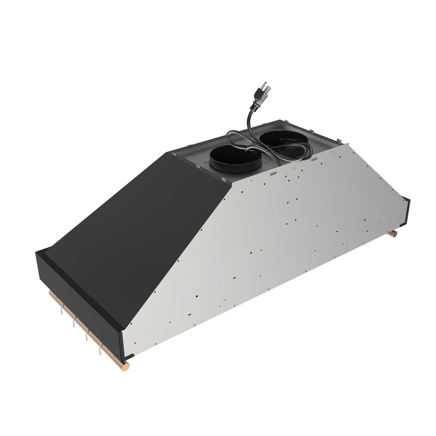 Forno Venezia 48 Inch Wall-Mounted Range Hood in Black with Antique Brass Accessories, Touch Controls and Baffle Filters - BonPrix Électroménagers