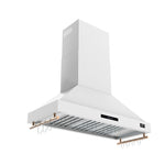Forno Venezia 48 Inch Wall-Mounted Range Hood in White with Antique Brass Accessories, Touch Controls and Baffle Filters - BonPrix Électroménagers