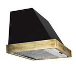Forno Vittorio 36-Inch Wall Mount Range Hood, Black with Antique Brass Trim, 600 CFM Airflow, Dishwasher-Safe Baffle Filters, Remote Control, 3-Speed Fan, Bright LED Lighting. - BonPrix Électroménagers