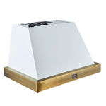 Forno Vittorio 36-Inch Wall Mount Range Hood, White with Antique Brass Trim, 600 CFM Airflow, Dishwasher-Safe Baffle Filters, Remote Control, 3-Speed Fan, Bright LED Lighting. - BonPrix Électroménagers