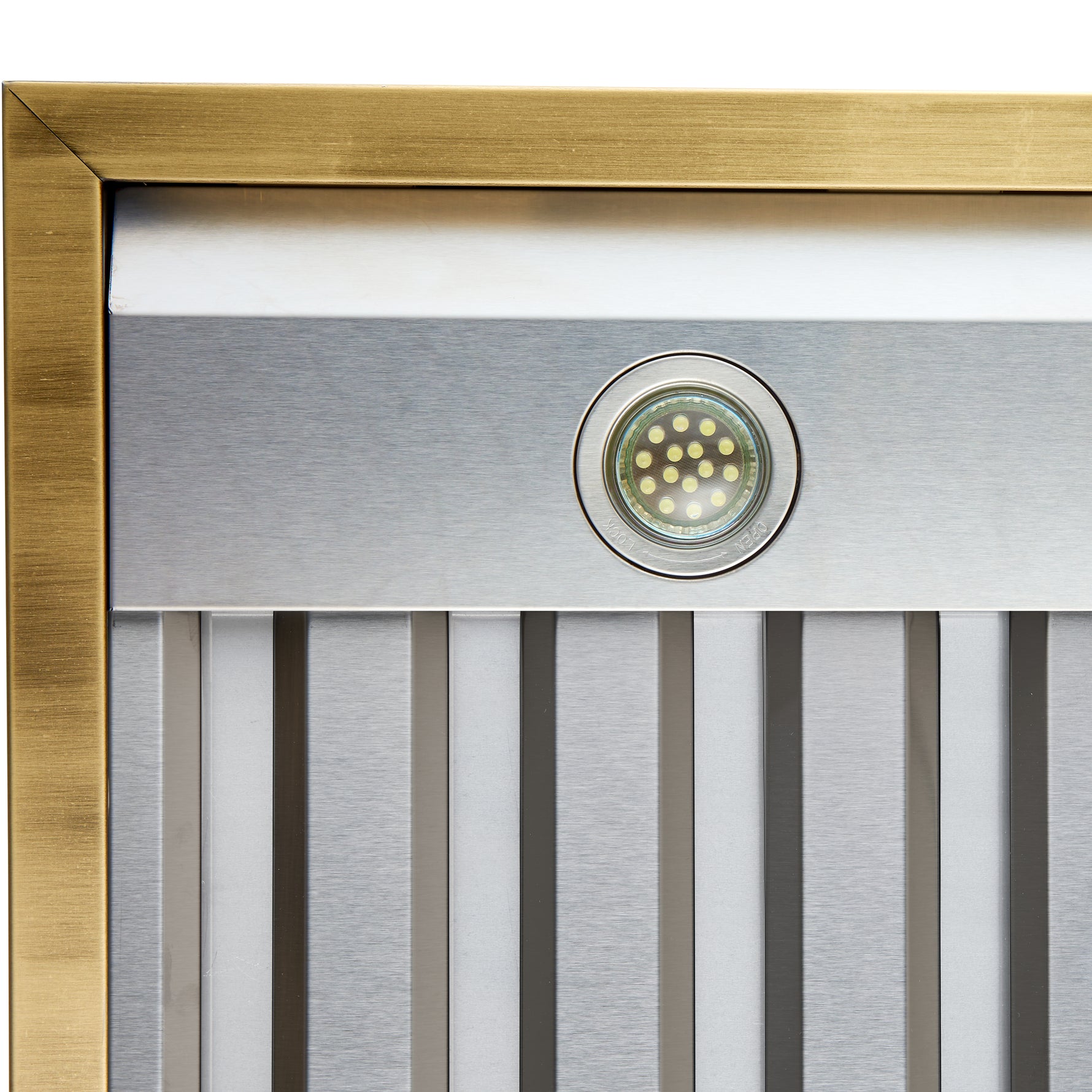 Forno Vittorio 36-Inch Wall Mount Range Hood, White with Antique Brass Trim, 600 CFM Airflow, Dishwasher-Safe Baffle Filters, Remote Control, 3-Speed Fan, Bright LED Lighting. - BonPrix Électroménagers