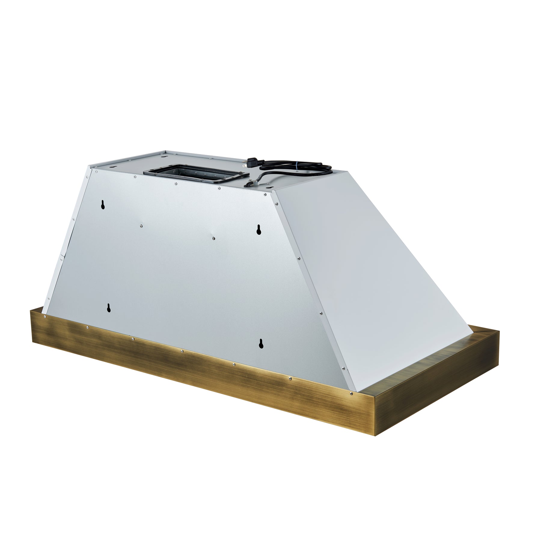 Forno Vittorio 48-Inch Wall Mount Range Hood, White with Antique Brass Trim, 600 CFM Airflow, Dishwasher-Safe Baffle Filters, Remote Control, 3-Speed Fan, Bright LED Lighting - BonPrix Électroménagers