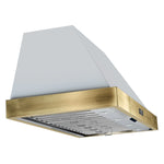 Forno Vittorio 48-Inch Wall Mount Range Hood, White with Antique Brass Trim, 600 CFM Airflow, Dishwasher-Safe Baffle Filters, Remote Control, 3-Speed Fan, Bright LED Lighting - BonPrix Électroménagers