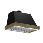 Forno Vittorio 36-Inch Wall Mount Range Hood, Black with Antique Brass Trim, 600 CFM Airflow, Dishwasher-Safe Baffle Filters, Remote Control, 3-Speed Fan, Bright LED Lighting. - BonPrix Électroménagers