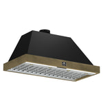 Forno Vittorio 48-Inch Wall Mount Range Hood, Black with Antique Brass Trim, 600 CFM Airflow, Dishwasher-Safe Baffle Filters, Remote Control, 3-Speed Fan, Bright LED Lighting. - BonPrix Électroménagers