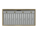 Forno Vittorio 48-Inch Wall Mount Range Hood, Black with Antique Brass Trim, 600 CFM Airflow, Dishwasher-Safe Baffle Filters, Remote Control, 3-Speed Fan, Bright LED Lighting. - BonPrix Électroménagers