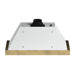 Forno Vittorio 48-Inch Wall Mount Range Hood, White with Antique Brass Trim, 600 CFM Airflow, Dishwasher-Safe Baffle Filters, Remote Control, 3-Speed Fan, Bright LED Lighting - BonPrix Électroménagers