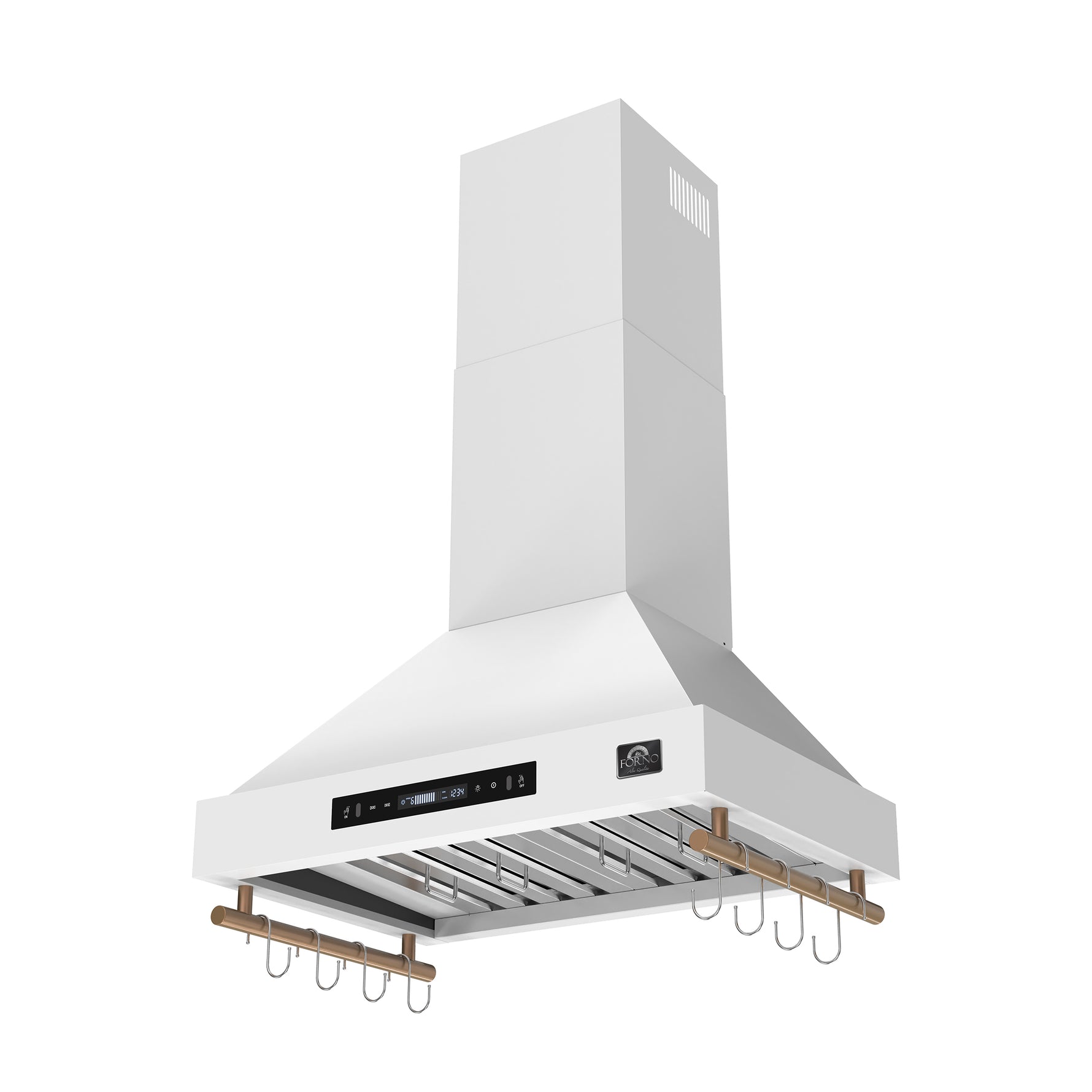 Forno Venezia 30 Inch Wall-Mounted Range Hood in White with Touch Controls and Baffle Filters - BonPrix Électroménagers
