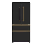 Forno Luigi 33-Inch French Door Refrigerator, 18 cu.ft, Black Finish, Antique Brass Handles, ENERGY STAR Certified - BonPrix Électroménagers