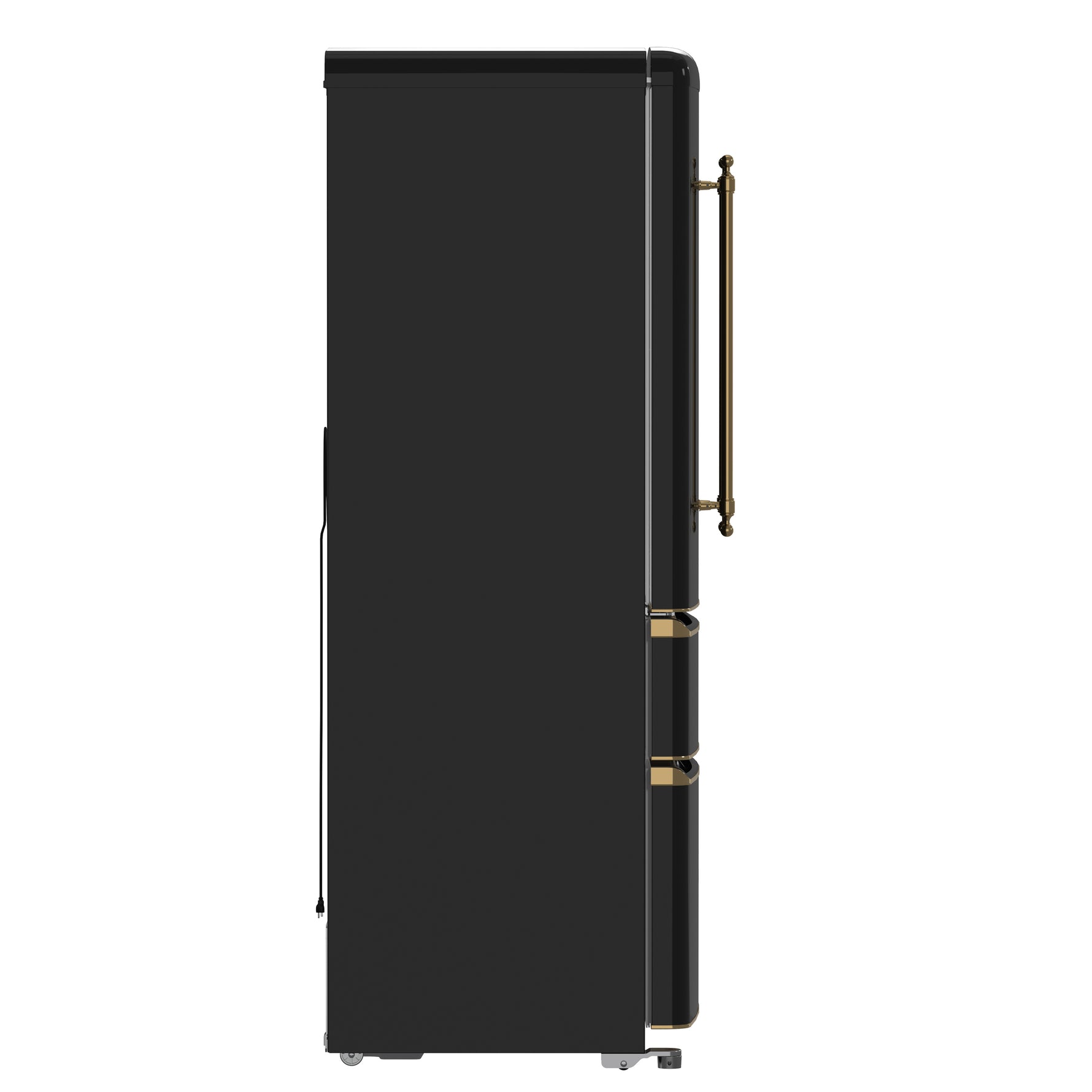 Forno Luigi 33-Inch French Door Refrigerator, 18 cu.ft, Black Finish, Antique Brass Handles, ENERGY STAR Certified - BonPrix Électroménagers