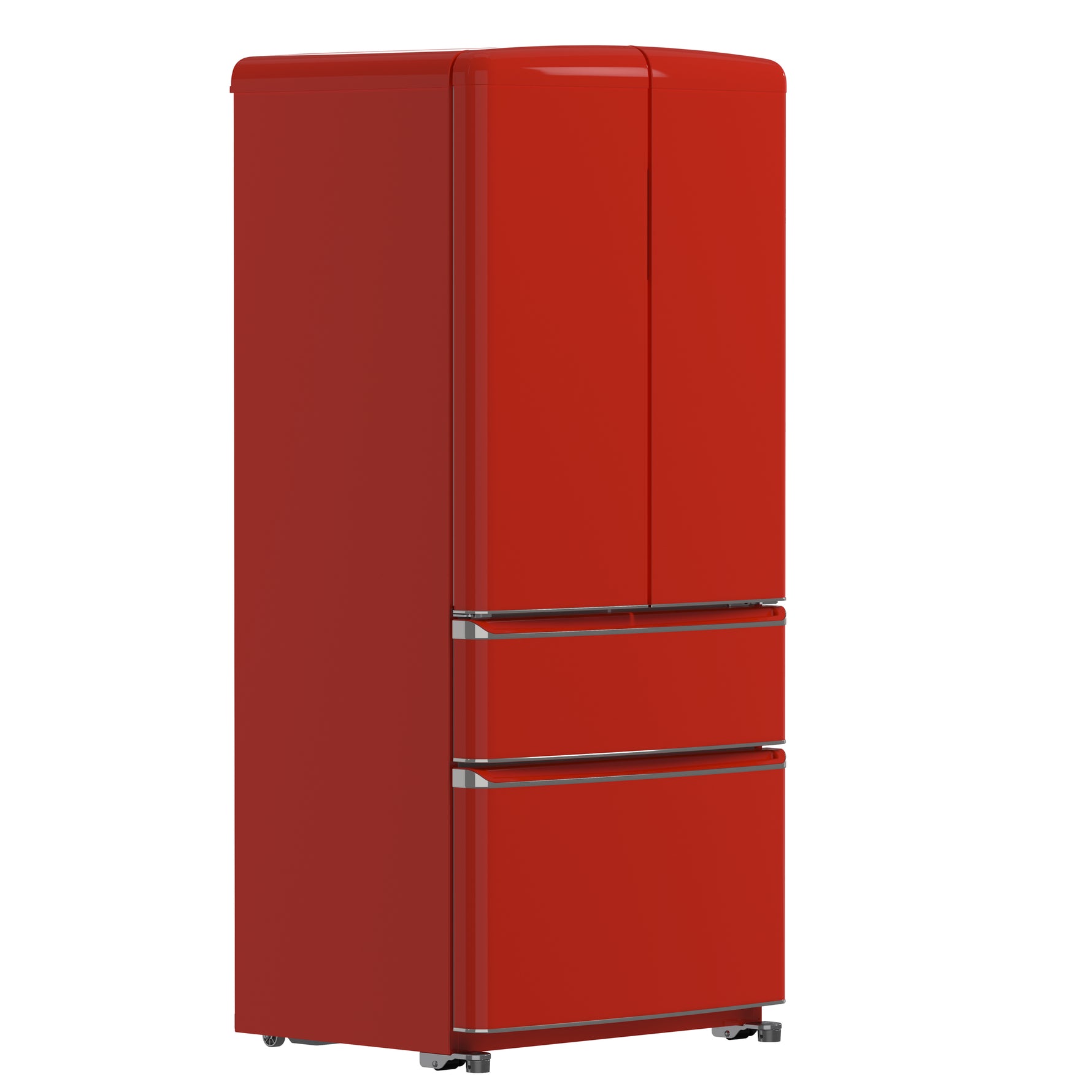 Forno Luigi 33-Inch French Door Refrigerator, 18 cu.ft, Red Finish, Handle-Free Design, ENERGY STAR Certified - BonPrix Électroménagers