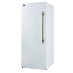 Forno Maderno 28-Inch Convertible Upright Freezer/Refrigerator in White with Antique Brass Handle, 13.6 cu.ft., Left Swing - BonPrix Électroménagers