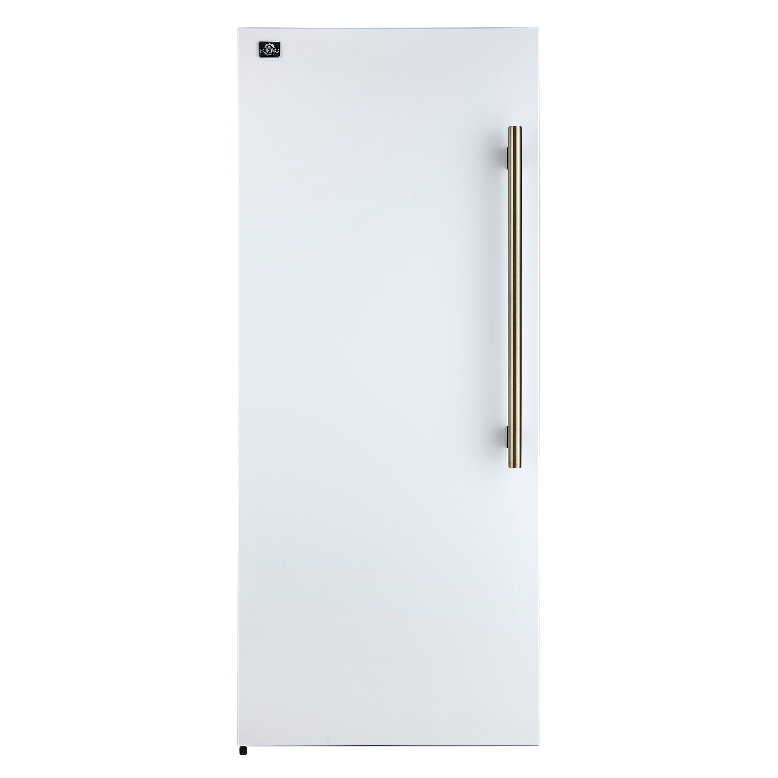 Forno Maderno 28-Inch Convertible Upright Freezer/Refrigerator in White with Antique Brass Handle, 13.6 cu.ft., Left Swing - BonPrix Électroménagers