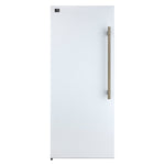 Forno Maderno 28-Inch Convertible Upright Freezer/Refrigerator in White with Antique Brass Handle, 13.6 cu.ft., Left Swing - BonPrix Électroménagers