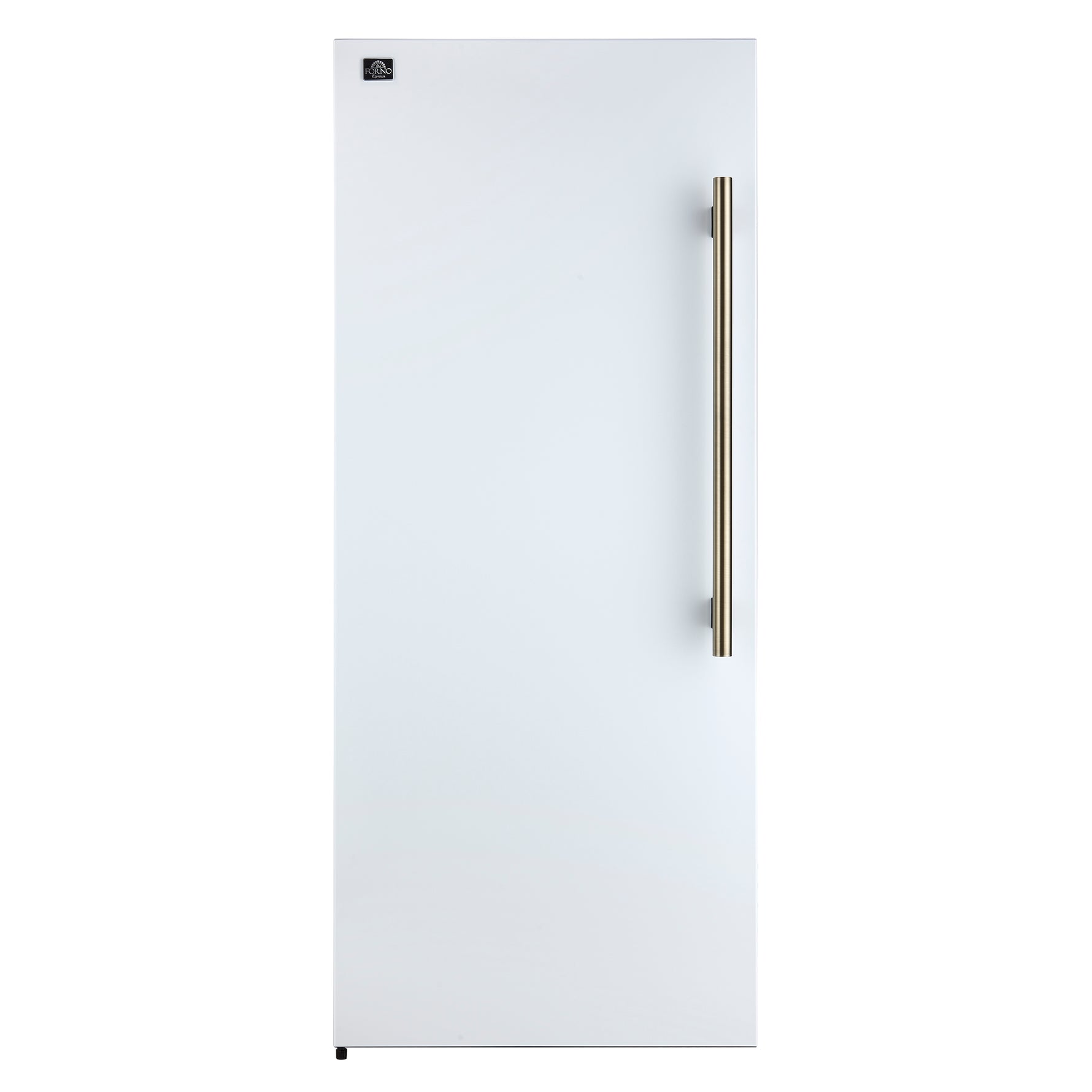 Forno Maderno 28-Inch Convertible Upright Freezer/Refrigerator in White with Antique Brass Handle, 13.6 cu.ft., Left Swing - BonPrix Électroménagers