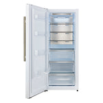 Forno Maderno 28-Inch Convertible Upright Freezer/Refrigerator in White with Antique Brass Handle, 13.6 cu.ft., Left Swing - BonPrix Électroménagers