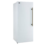 Forno Maderno 28-Inch Convertible Upright Freezer/Refrigerator in White with Antique Brass Handle, 13.6 cu.ft., Left Swing - BonPrix Électroménagers