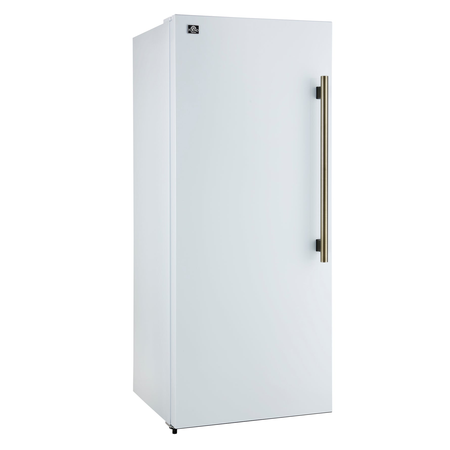 Forno Maderno 28-Inch Convertible Upright Freezer/Refrigerator in White with Antique Brass Handle, 13.6 cu.ft., Left Swing - BonPrix Électroménagers