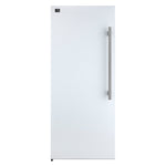Forno Maderno 28-Inch Convertible Upright Freezer/Refrigerator in White with Antique Brass Handle, 13.6 cu.ft., Left Swing - BonPrix Électroménagers