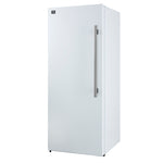 Forno Maderno 28-Inch Convertible Upright Freezer/Refrigerator in White with Antique Brass Handle, 13.6 cu.ft., Left Swing - BonPrix Électroménagers