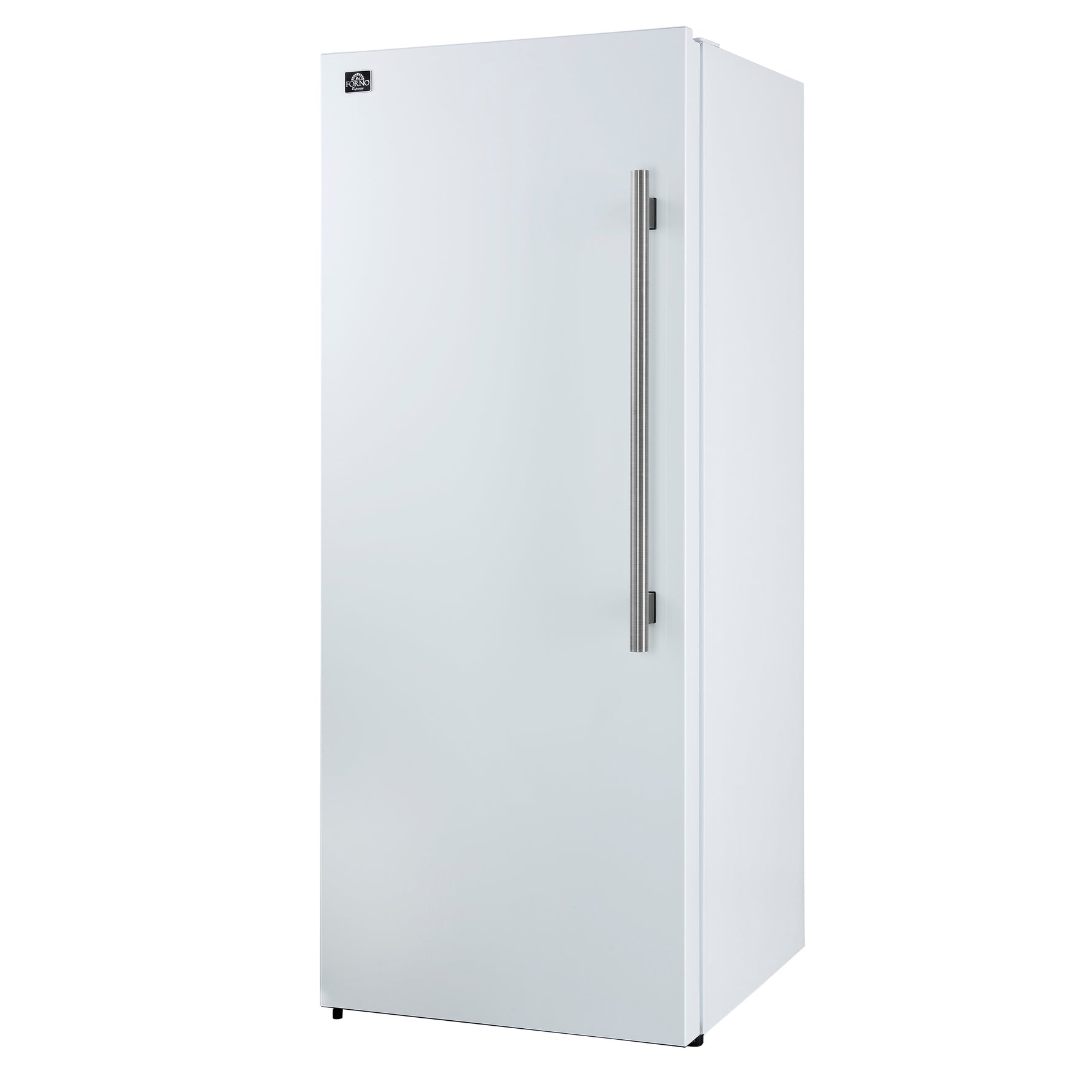 Forno Maderno 28-Inch Convertible Upright Freezer/Refrigerator in White with Antique Brass Handle, 13.6 cu.ft., Left Swing - BonPrix Électroménagers