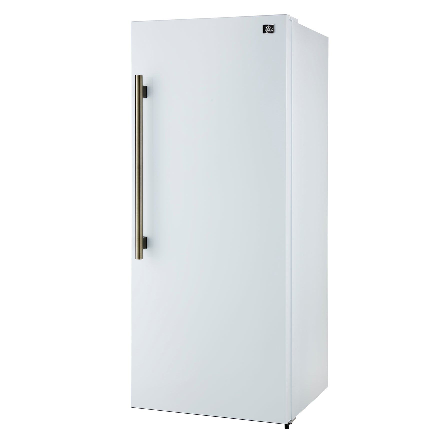 Forno Maderno 28-Inch Built-In Convertible Refrigerator in White with Antique Brass Handle, 13.6 cu.ft. Right Swing with Decorative Trim - 32-Inch Wide - BonPrix Électroménagers