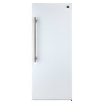 Forno Maderno 28-Inch Built-In Convertible Refrigerator in White with Antique Brass Handle, 13.6 cu.ft. Right Swing with Decorative Trim - 32-Inch Wide - BonPrix Électroménagers