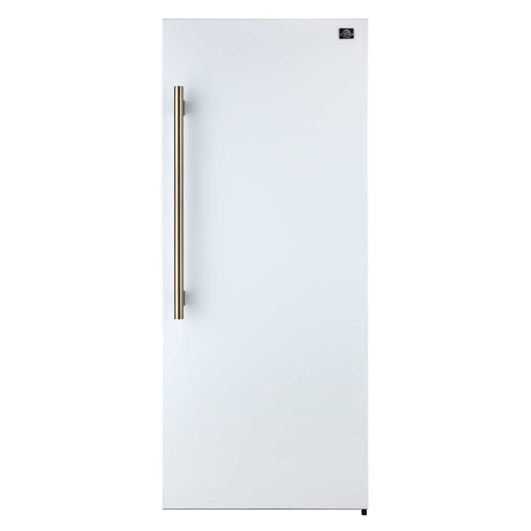 Forno Maderno 28-Inch Built-In Convertible Refrigerator in White with Antique Brass Handle, 13.6 cu.ft. Right Swing with Decorative Trim - 32-Inch Wide - BonPrix Électroménagers