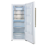 Forno Maderno 28-Inch Built-In Convertible Refrigerator in White with Antique Brass Handle, 13.6 cu.ft. Right Swing with Decorative Trim - 32-Inch Wide - BonPrix Électroménagers