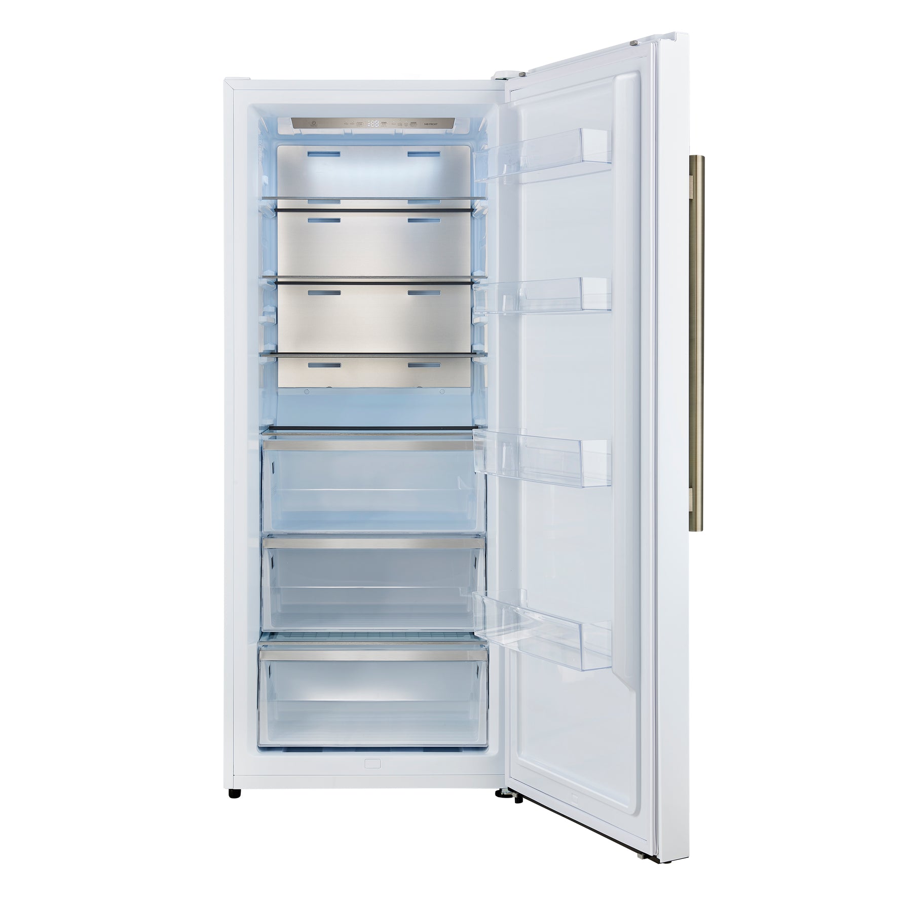 Forno Maderno 28-Inch Built-In Convertible Refrigerator in White with Antique Brass Handle, 13.6 cu.ft. Right Swing with Decorative Trim - 32-Inch Wide - BonPrix Électroménagers