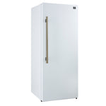 Forno Maderno 28-Inch Built-In Convertible Refrigerator in White with Antique Brass Handle, 13.6 cu.ft. Right Swing with Decorative Trim - 32-Inch Wide - BonPrix Électroménagers