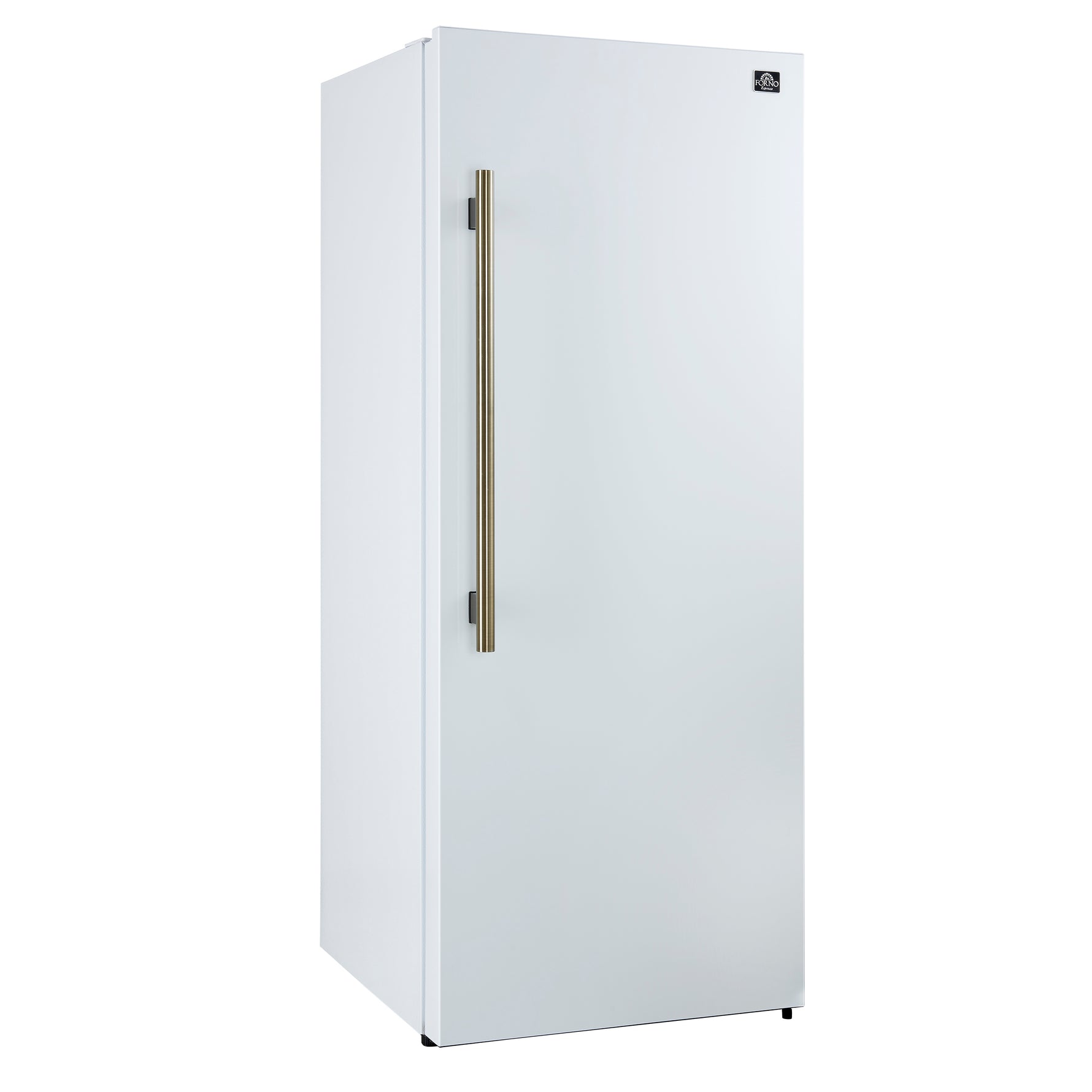Forno Maderno 28-Inch Built-In Convertible Refrigerator in White with Antique Brass Handle, 13.6 cu.ft. Right Swing with Decorative Trim - 32-Inch Wide - BonPrix Électroménagers