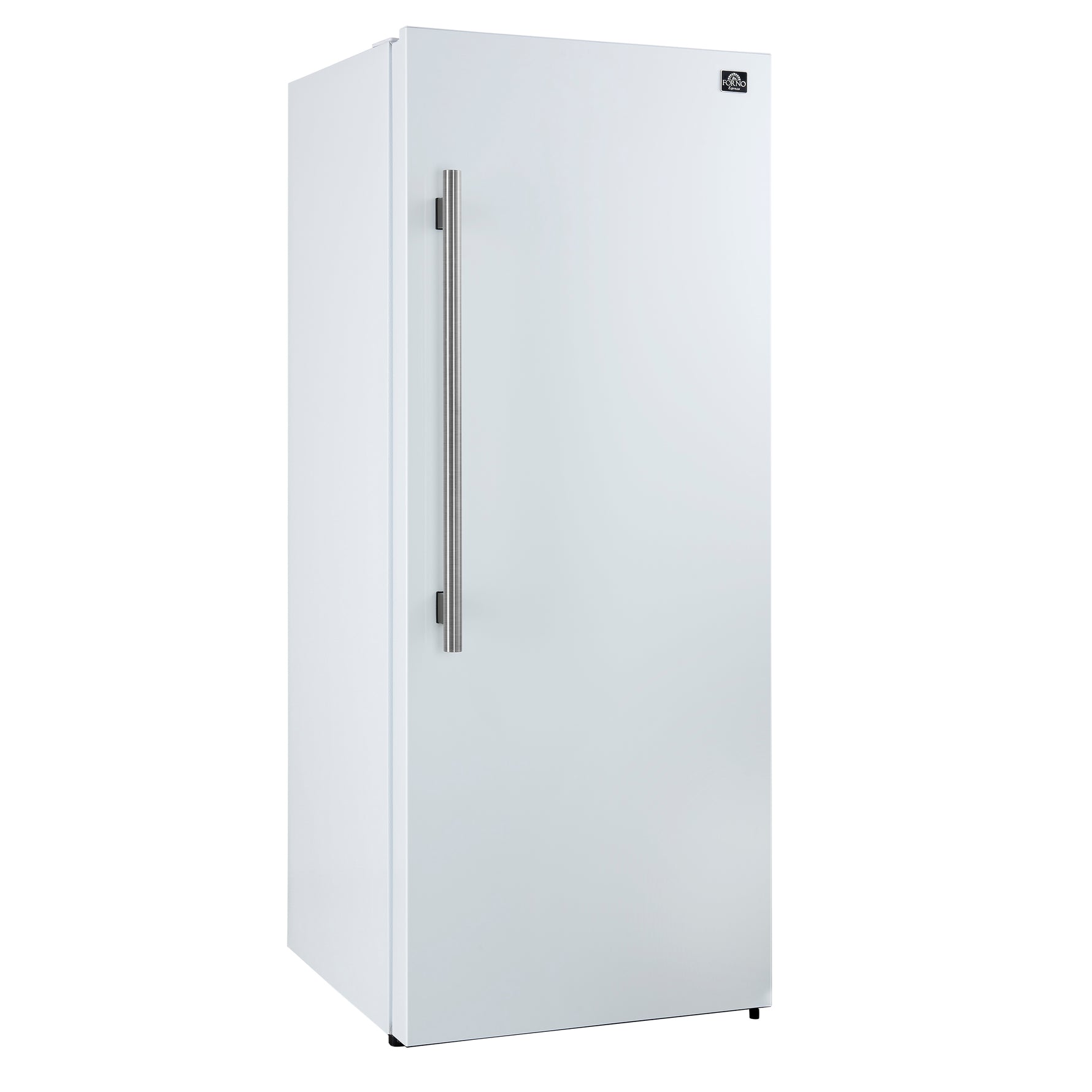 Forno Maderno 28-Inch Convertible Freezer/Refrigerator in White with Antique Brass Handle, 13.6 cu.ft. Right Swing - BonPrix Électroménagers