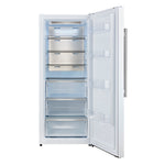 Forno Maderno 28-Inch Convertible Freezer/Refrigerator in White with Antique Brass Handle, 13.6 cu.ft. Right Swing - BonPrix Électroménagers