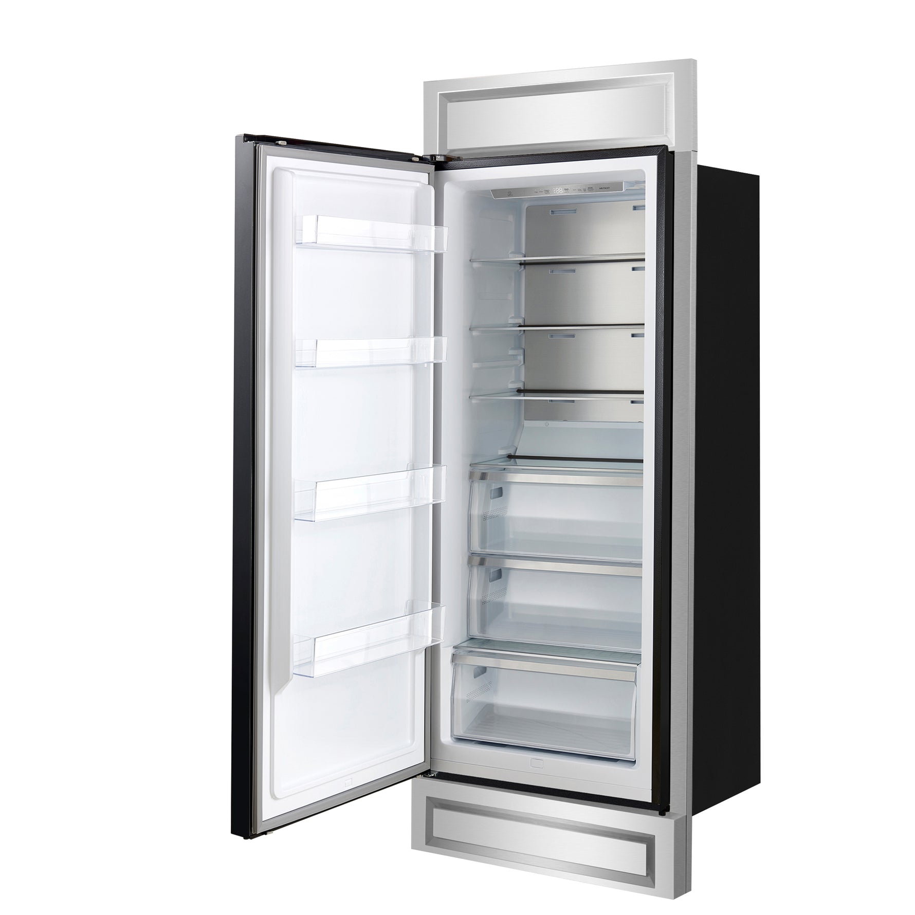 Forno Maderno 28-Inch Built-In Convertible Refrigerator in Black with Antique Brass, 13.6 cu.ft, Left Swing, Decorative Grill, ENERGY STAR Certified - BonPrix Électroménagers