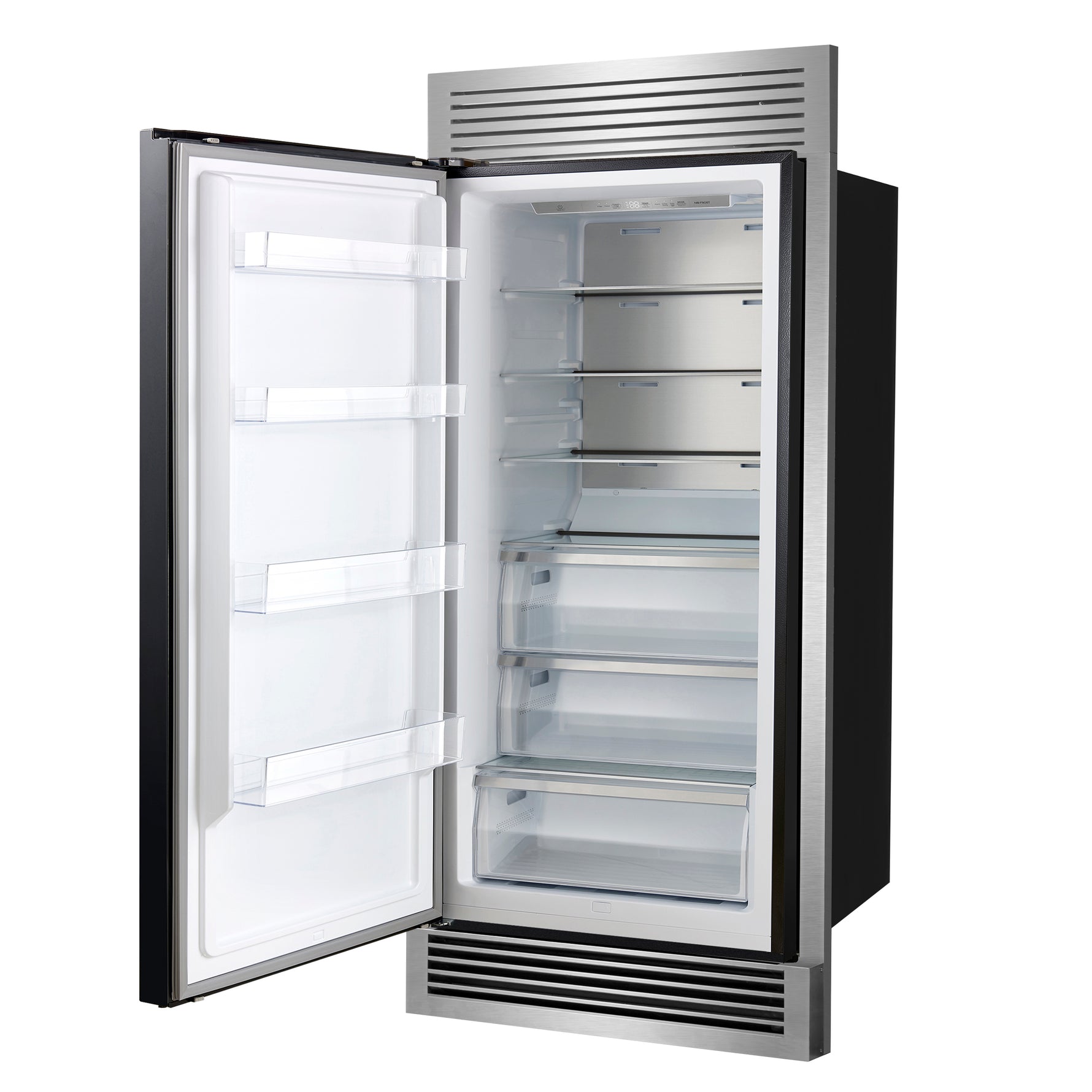Forno Maderno 28" Built-In Convertible Refrigerator in Black, 13.6 cu.ft. Left Swing with Decorative Grill - 32" Wide - BonPrix Électroménagers