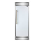 Forno Maderno 28-Inch Built-In Convertible Refrigerator in White with Antique Brass Handle, 13.6 cu.ft. Right Swing with Decorative Grill - 32-Inch Wide - BonPrix Électroménagers