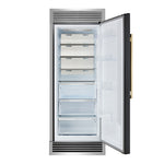 Forno Maderno 28-Inch Built-In Convertible Refrigerator in Black with Antique Brass Handle, 13.6 cu.ft. Right Swing with Decorative Trim - 32-Inch Wide - BonPrix Électroménagers