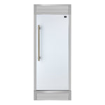 Forno Maderno 28-Inch Built-In Convertible Refrigerator in White with Antique Brass Handle, 13.6 cu.ft. Right Swing with Decorative Trim - 32-Inch Wide - BonPrix Électroménagers