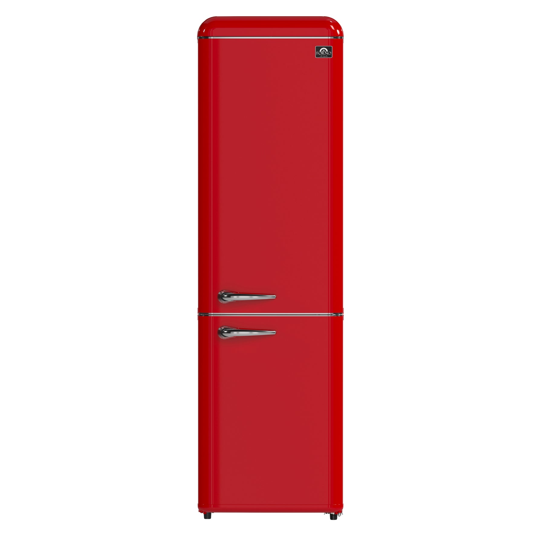 Forno Storico 22-Inch Retro bottom freezer Fridge in Red, 9 cu.ft, silver handle - BonPrix Électroménagers