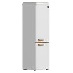Forno Storico 22-Inch Retro bottom freezer Fridge in White, 9 cu.ft, copper-tone handle - BonPrix Électroménagers