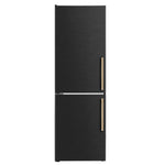 Custodia 24" Bottom Freezer, 10.3 cf., Left Swing, Ice Maker, Total No frost, Black, Antique Brass handles