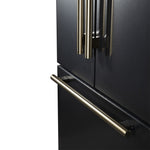 Forno Rivello 36 Inch French Door Refrigerator in Black with Antique Brass, Internal Water Dispenser, Filtered Ice, Adjustable Shelves, Energy Star Certified - BonPrix Électroménagers
