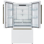 Forno Rivello 36 Inch French Door Refrigerator in White with Antique Brass, Internal Water Dispenser, Filtered Ice, Adjustable Shelves, Energy Star Certified - BonPrix Électroménagers